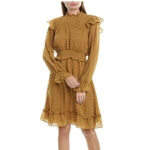 WALTER BAKER Yellow Chevron Dress